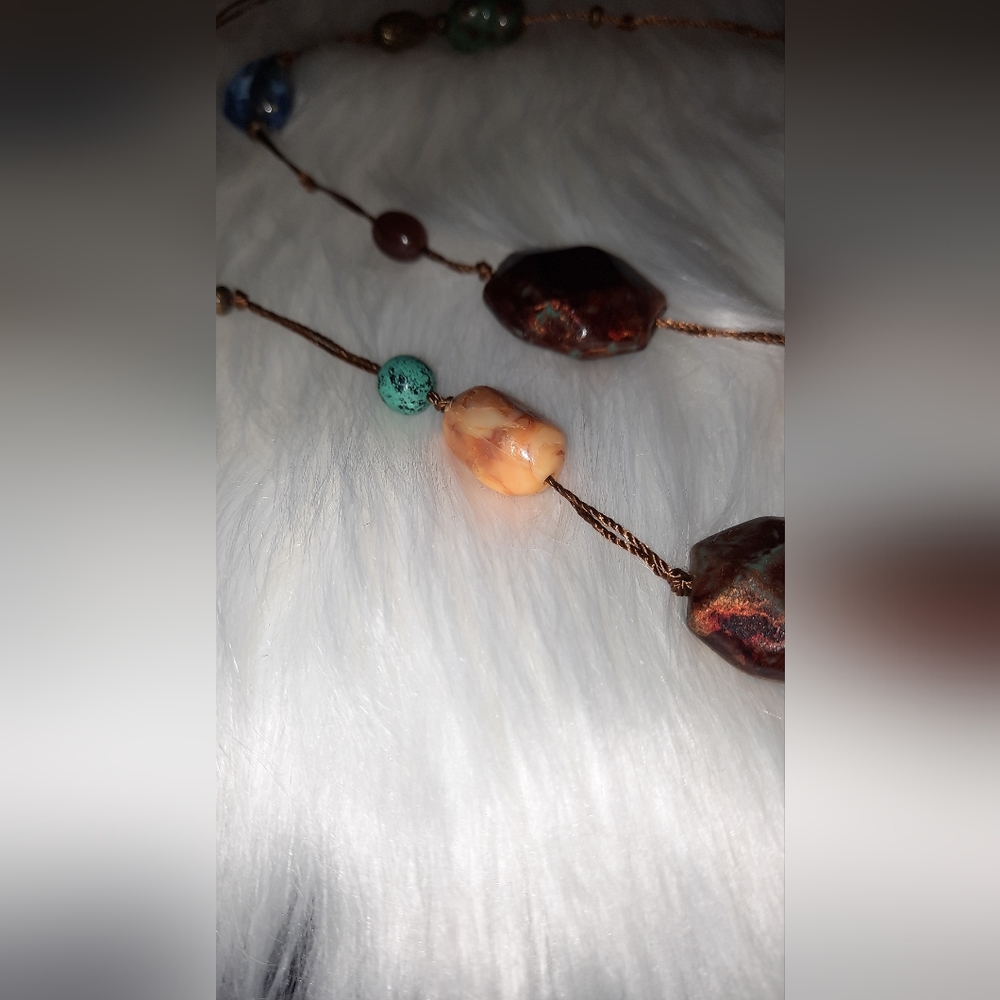 Boho bead xtra long necklace and matching earrings GUC - Picture 6 of 13